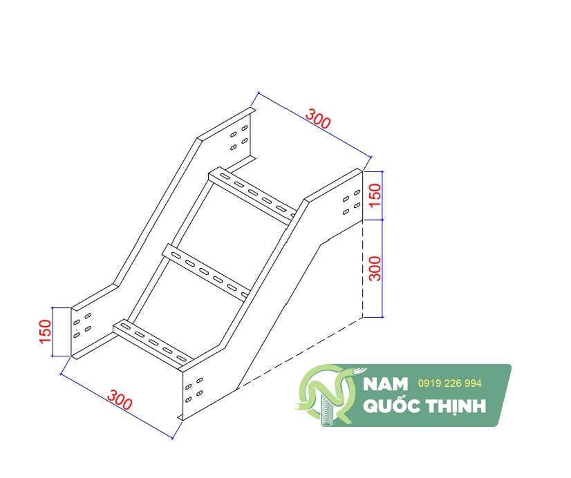 ban ve co z thang cap inox 300x150 mm do cao H300 mm