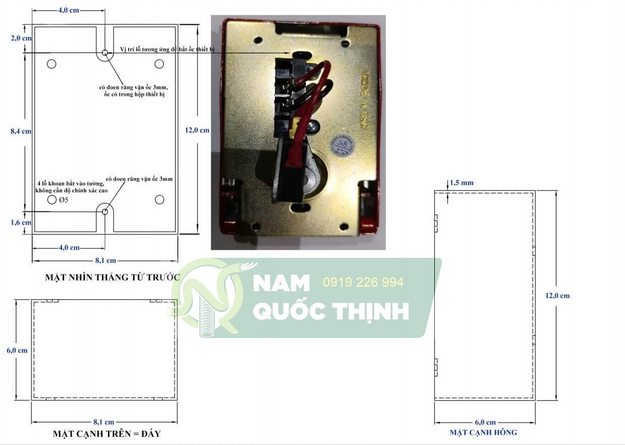 khoang cach tam lo hop box thep 120x80x50 mm nut nhan kin nuoc bao chay fire alarm hochiki